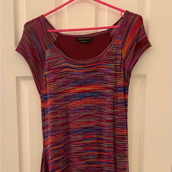 BCBG MaxAzria, Medium, Multicolour Diagonally Hem Knit Dress - Picture 5 of 5